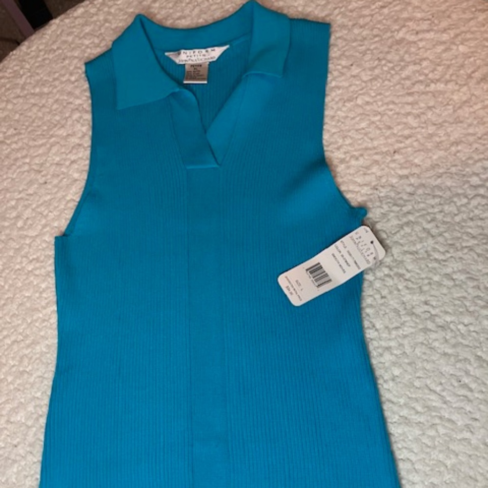 W/ Tags - John Paul Richard Petite Sleeveless Ribbed Top – Vibrant Teal!